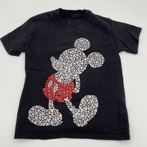 Disney Parks Mickey Mouse Icon Black T-Shirt Size Youth XS Silhouette Red Silver